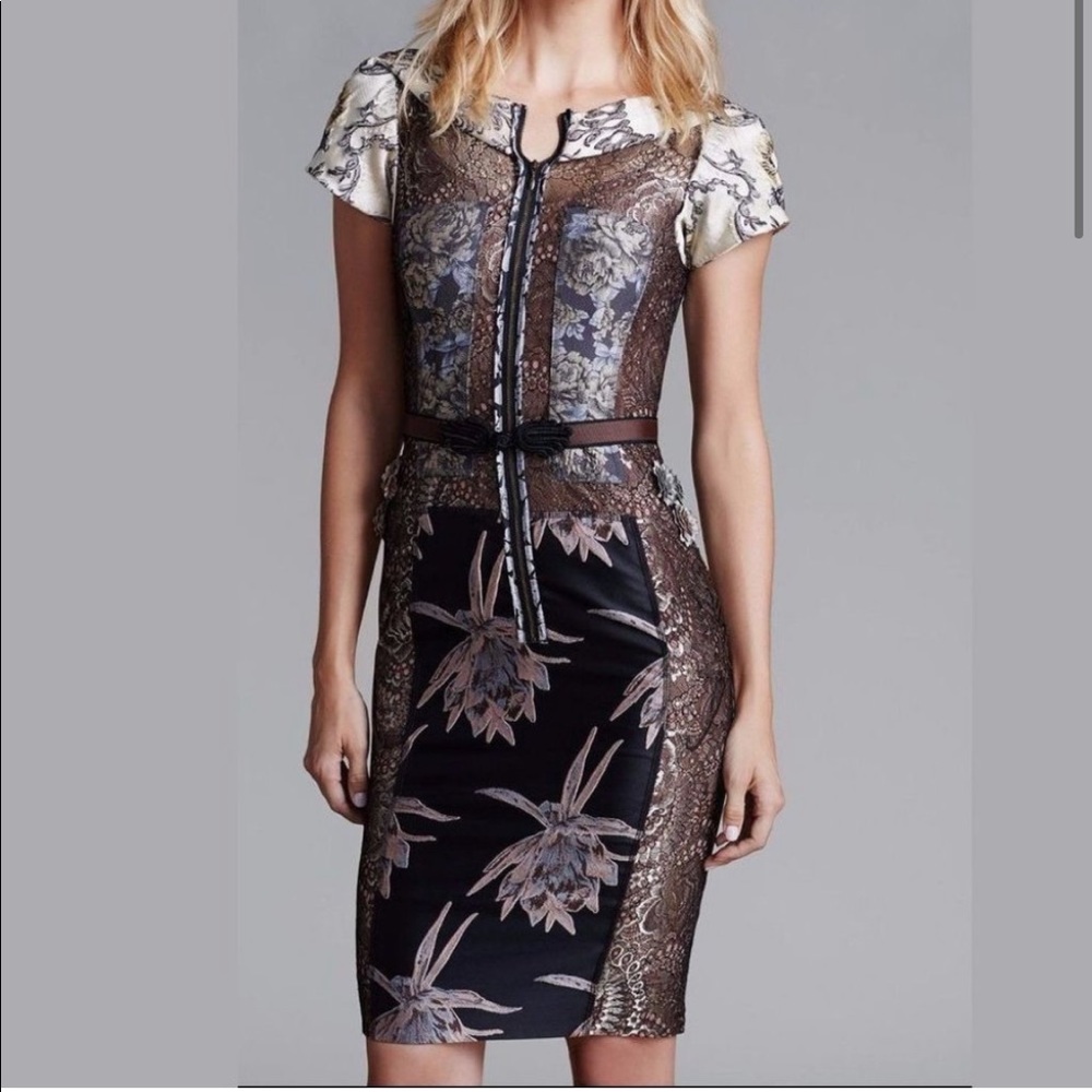 Byron Lars Embroidered Brocade Dress
